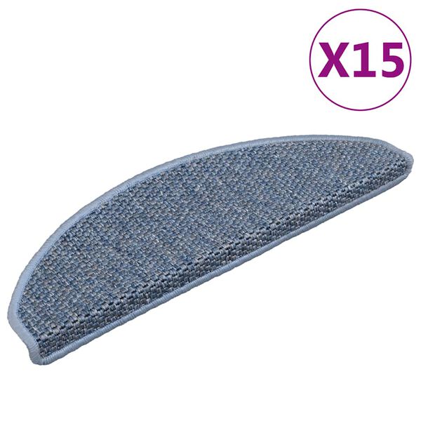 vidaXL Samolepilne preproge za stopnice sisal 15 kosov 65x21x4cm modre