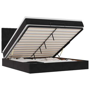 vidaXL Otomanski posteljni okvir z vzmetnicami črn 160x200 cm žamet