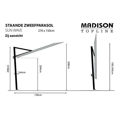 Madison Balkonski senčnik Sun Wave 270x150 cm bež
