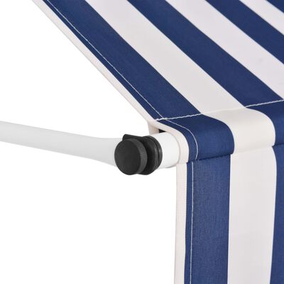 vidaXL Ročno zložljiva tenda 350 cm modre in bele črte