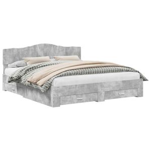 vidaXL Konstrukcija postelje Betonsko siva 200 x 200 cm Inženirski les