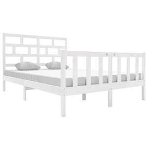 vidaXL Posteljni okvir bel iz borovine 120x200 cm
