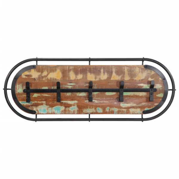 vidaXL Stenski obe&scaron;alnik za pla&scaron;če s 5 kljukami trden predelan les