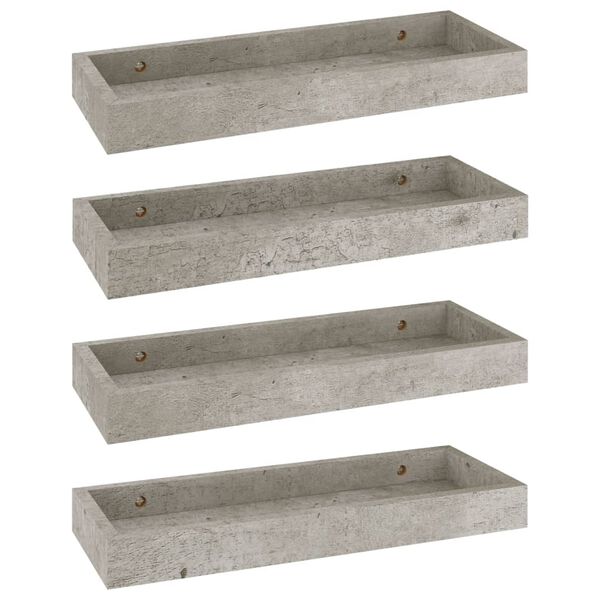 vidaXL Stenske police Loggia 4 kosi betonsko sive 40x15x4 cm MDF