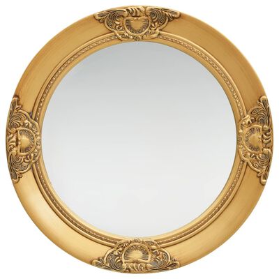 vidaXL Stensko ogledalo v baročnem stilu 50 cm zlato