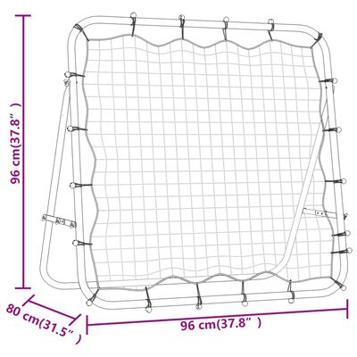 vidaXL Nastavljiva odbojna mreža za nogomet 96x80x96 cm jeklo in PE