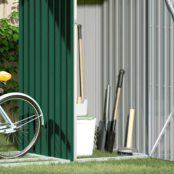 vidaXL Vrtna lopa za drva zelena 245x98x159 cm pocinkano jeklo