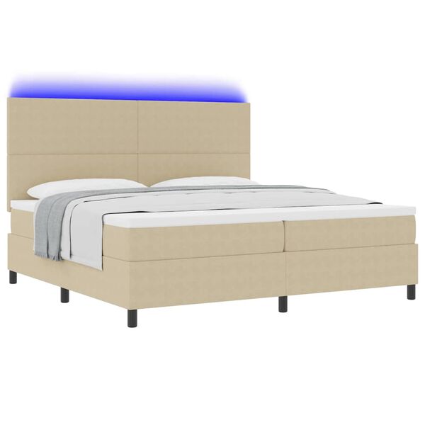 vidaXL LED Box Spring Postelja Svetlo siva in bela. 200 x 200 cm
