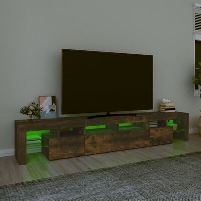 vidaXL TV omarica z LED lučkami dimljeni hrast 230x36,5x40 cm