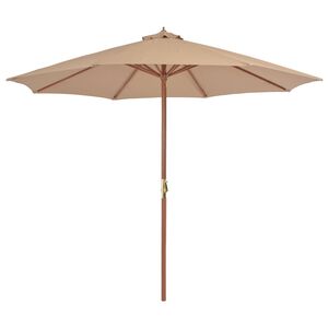 vidaXL Zunanji senčnik z lesenim drogom 300 cm taupe barve