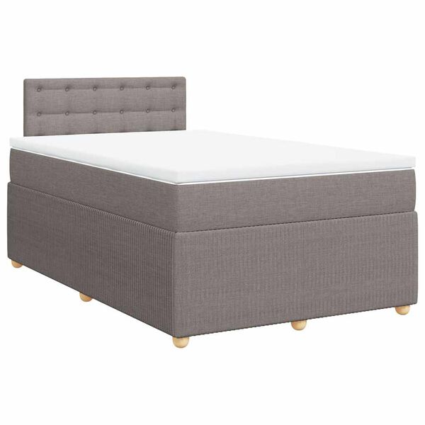 vidaXL Box spring postelja z vzmetnico taupe 120x190 cm blago