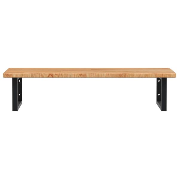 vidaXL Stenska polica za umivalnik jeklo in trdna hrastovina