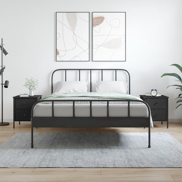 vidaXL Nočna omarica 2 kosa črna 40x42x50 cm inženirski les