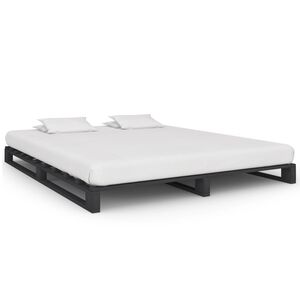 vidaXL Posteljni okvir iz palet siva trdna borovina 160x200 cm