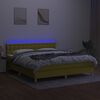 vidaXL Box spring postelja z vzmetnico LED zelena 160x200 cm blago