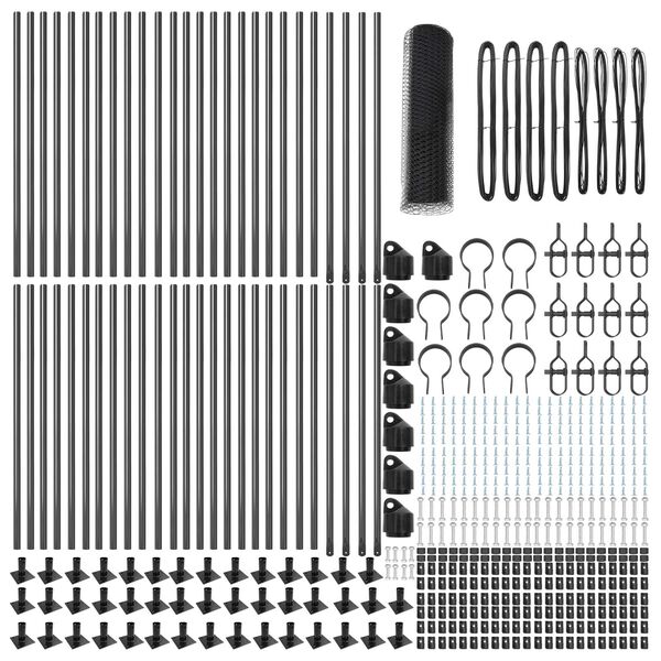 vidaXL Steber ograje. Siva 100 x 1 m (25 mm mreža) Jeklo in PVC