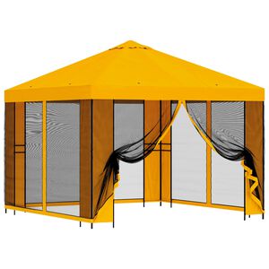 vidaXL Vrtni gazebo s stranskimi stenami 3 x 3 m Rumena