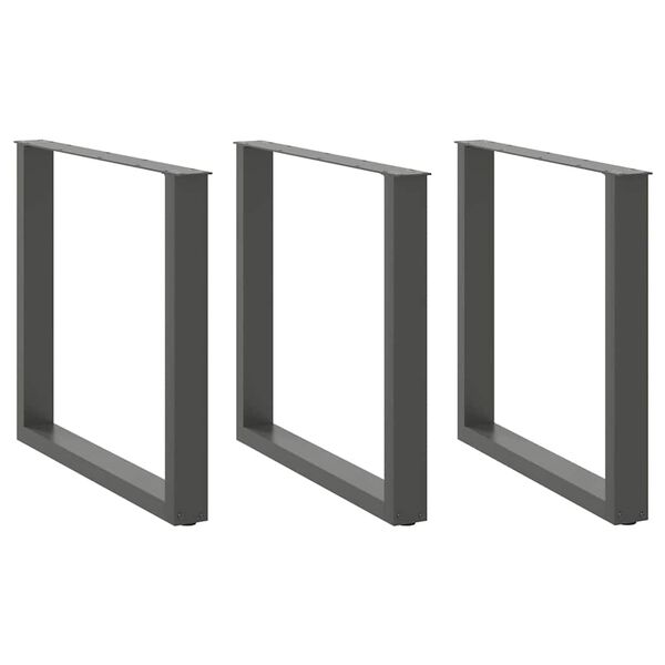 vidaXL Noge za jedilno mizo v obliki črke U, 3 kosi, antracitne, 80 x (72-73) cm, jeklo