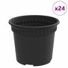 vidaXL Okrogli cvetlični lonec 24 kos Črna &Oslash; 12,5 x 10 cm Plastika