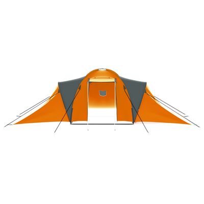 vidaXL Šotor za kampiranje za 9 oseb blago siv in oranžen