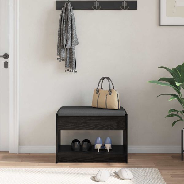 vidaXL Haldna klop Črni Hrast 63 x 38 x 45 cm Oblikovan Les in Tkanina