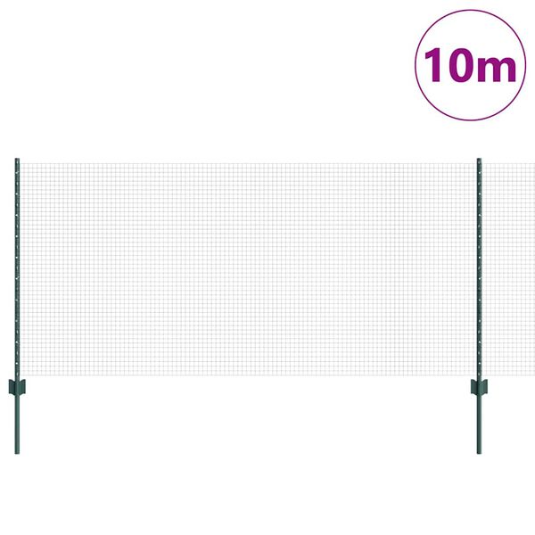 vidaXL Ograja s stebrom Zelena 1 x 10 m Jeklo