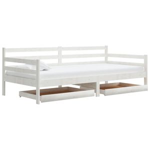 vidaXL Dnevna postelja s predali 90x200 cm bela trdna borovina
