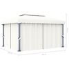 vidaXL Paviljon z zaveso 4x3 m kremno bel aluminij