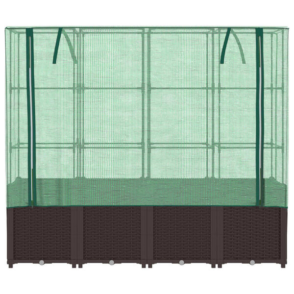 vidaXL Visoka greda s prevleko za rastlinjak videz ratana 160x40x153cm