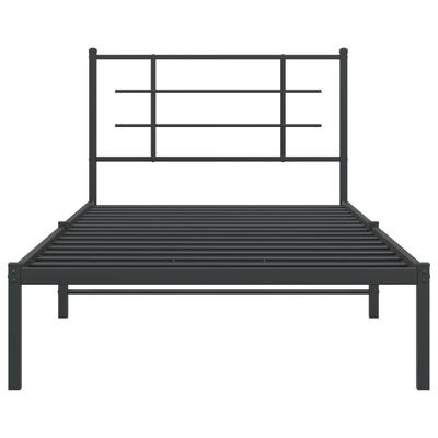 vidaXL Kovinski posteljni okvir z vzglavjem črn 100x200 cm