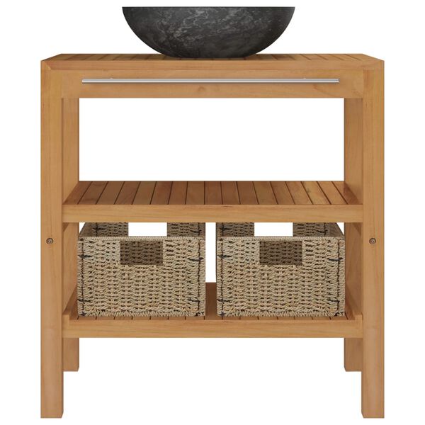 vidaXL Kopalniška omarica z umivalnikom iz črnega marmorja