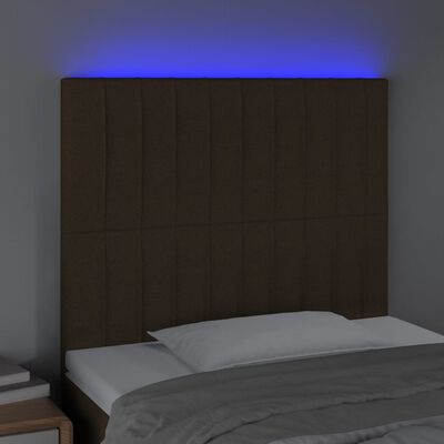 vidaXL LED posteljno vzglavje temno rjavo 100x5x118/128 cm blago