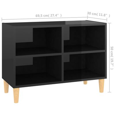 vidaXL TV omarica z lesenimi nogami visok sijaj črna 69,5x30x50 cm