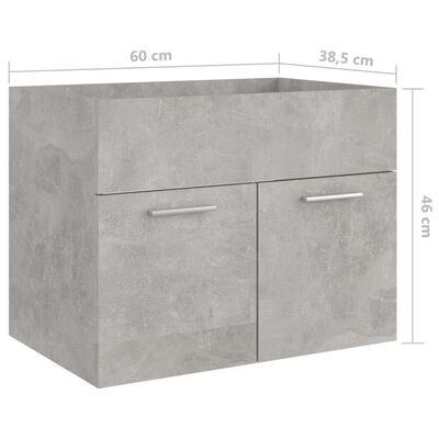 vidaXL Omarica za umivalnik betonsko siva 60x38,5x46 cm iverna plošča