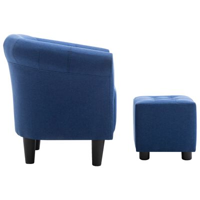 vidaXL Naslanjač in stolček 2-delni komplet modro blago