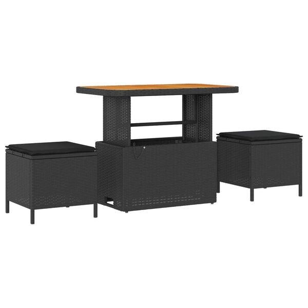 vidaXL Vrtna sedežna garnitura z blazino s shranjevanjem 13 pcs Črna