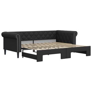 vidaXL Izvlečna dnevna postelja črna 90x200 cm umetno usnje