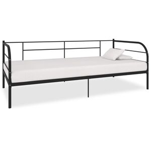 vidaXL Posteljni okvir za dnevno posteljo črn kovinski 90x200 cm