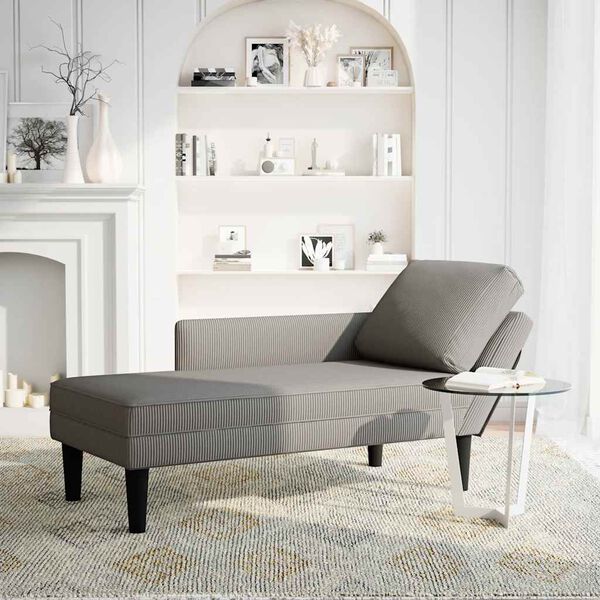 vidaXL Chaise Lounge z blazino Svetlo siva Corduroy tkanina