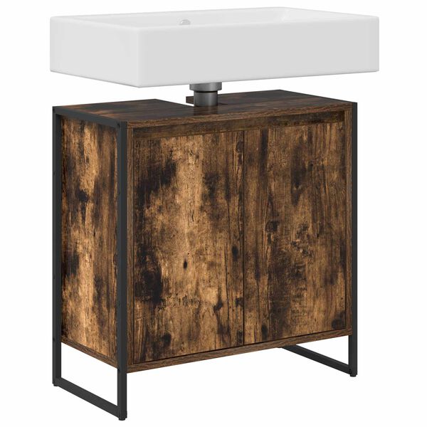 vidaXL Kopalni&scaron;ka omarica Dimni hrast 60 x 30 x 60 cm Konstruiran les