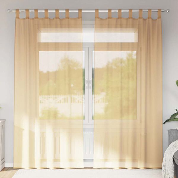 vidaXL Voile zavese z zanke 2 kosa Pesek 140x225 cm