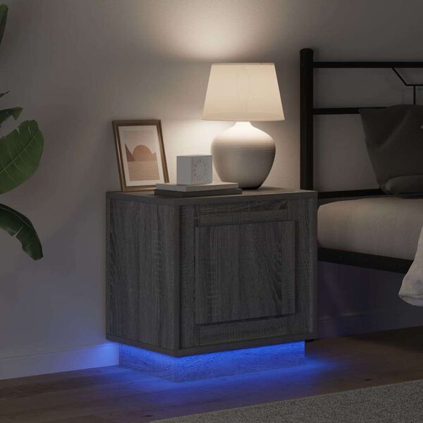 vidaXL Nočna omarica Siva 44 x 34,5 x 45 cm Konstruiran les