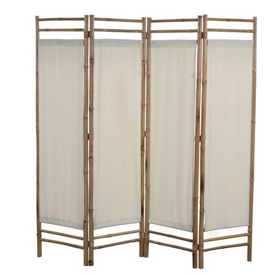 vidaXL Zložljiv 4-delni panel za razdelitev bambus in platno 160 cm