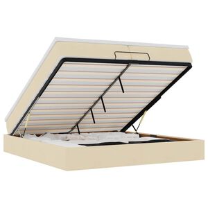 vidaXL Otomanski posteljni okvir z vzmetnicami krem 200x200 cm blago