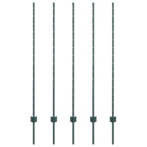 vidaXL Steber ograje. 5 pcs Zelena 140 cm Jeklo
