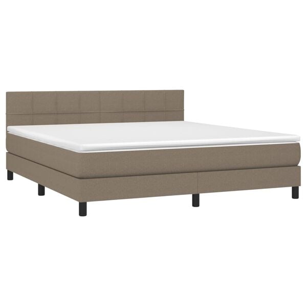 vidaXL Box spring postelja z vzmetnico taupe 160x200 cm blago