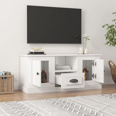 vidaXL TV omarica visok sijaj bela 100x35,5x45 cm inženirski les