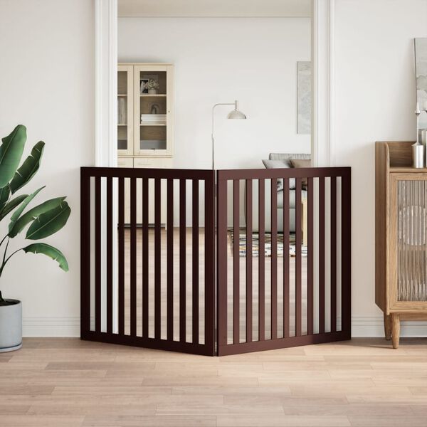 vidaXL Vrata za pse zložljiva 2 panela rjava 160 cm topolovina