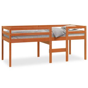 vidaXL Visoka postelja vo&scaron;čeno rjava 90x200 cm trdna borovina