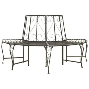 vidaXL Vrtna zaobljena drevesna klop 160 cm jeklo
